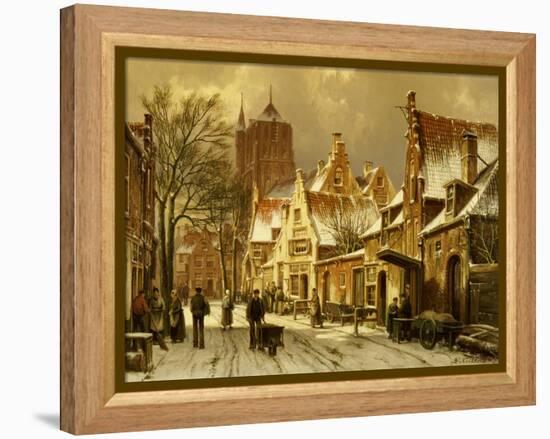 A Winter Street Scene-Willem Koekkoek-Framed Premier Image Canvas