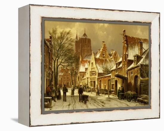 A Winter Street Scene-Willem Koekkoek-Framed Premier Image Canvas