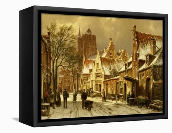 A Winter Street Scene-Willem Koekkoek-Framed Premier Image Canvas