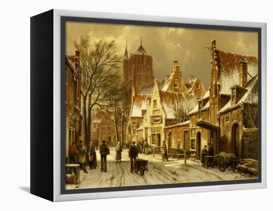 A Winter Street Scene-Willem Koekkoek-Framed Premier Image Canvas