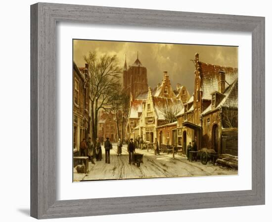 A Winter Street Scene-Willem Koekkoek-Framed Giclee Print