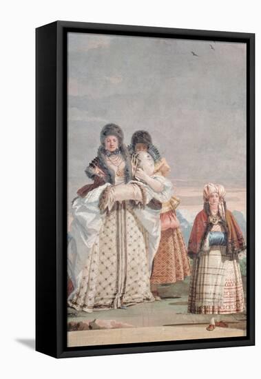 A Winter Stroll, from the 'Foresteria' (Guesthouse) 1757-Giandomenico Tiepolo-Framed Premier Image Canvas