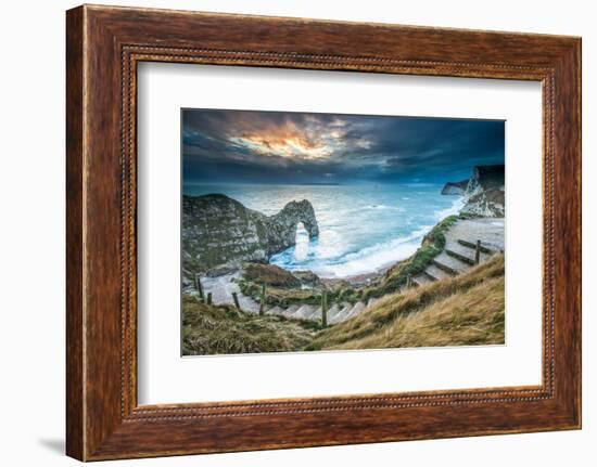 A Winter Sunset at Durdle Door on the Jurassic Coast, Dorset, England, United Kingdom, Europe-John Alexander-Framed Photographic Print