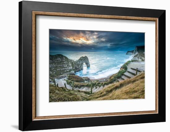 A Winter Sunset at Durdle Door on the Jurassic Coast, Dorset, England, United Kingdom, Europe-John Alexander-Framed Photographic Print