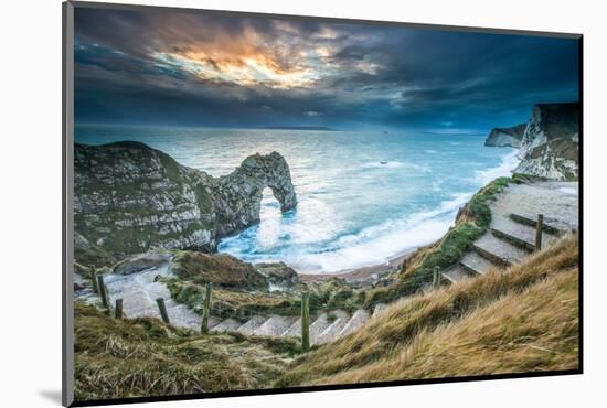 A Winter Sunset at Durdle Door on the Jurassic Coast, Dorset, England, United Kingdom, Europe-John Alexander-Mounted Photographic Print