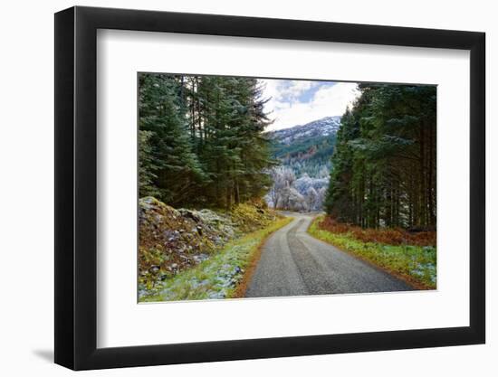 A winter view of a winding road through a wooded valley in the Ardnamurchan Peninsula, the Scottish-Peter Watson-Framed Photographic Print