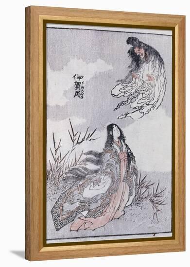 A Witch and a Woman, from a Manga (Colour Woodblock Print)-Katsushika Hokusai-Framed Premier Image Canvas