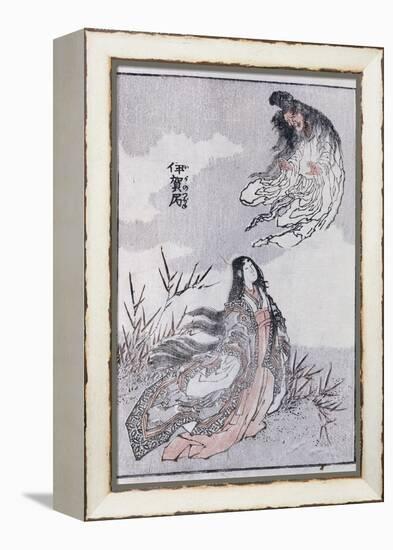 A Witch and a Woman, from a Manga (Colour Woodblock Print)-Katsushika Hokusai-Framed Premier Image Canvas