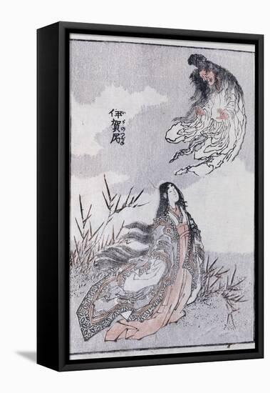 A Witch and a Woman, from a Manga (Colour Woodblock Print)-Katsushika Hokusai-Framed Premier Image Canvas