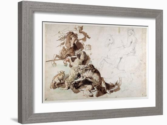 A Wolf and Fox Hunt (The European Hunt)-Sir Anthony Van Dyck-Framed Giclee Print