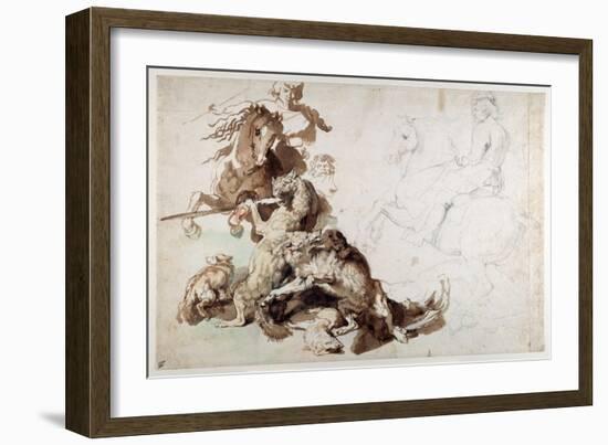 A Wolf and Fox Hunt (The European Hunt)-Sir Anthony Van Dyck-Framed Giclee Print