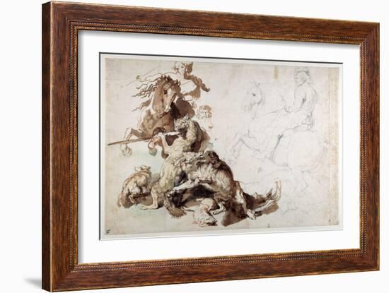 A Wolf and Fox Hunt (The European Hunt)-Sir Anthony Van Dyck-Framed Giclee Print