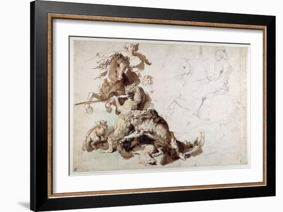 A Wolf and Fox Hunt (The European Hunt)-Sir Anthony Van Dyck-Framed Giclee Print