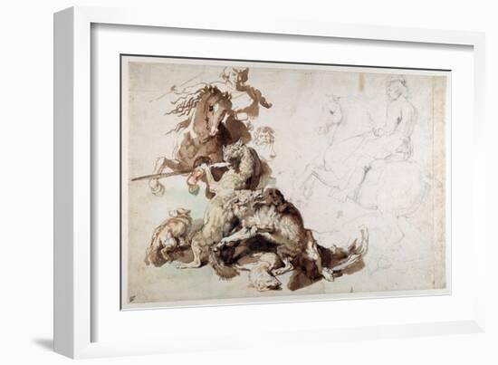 A Wolf and Fox Hunt (The European Hunt)-Sir Anthony Van Dyck-Framed Giclee Print