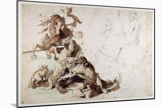 A Wolf and Fox Hunt (The European Hunt)-Sir Anthony Van Dyck-Mounted Giclee Print