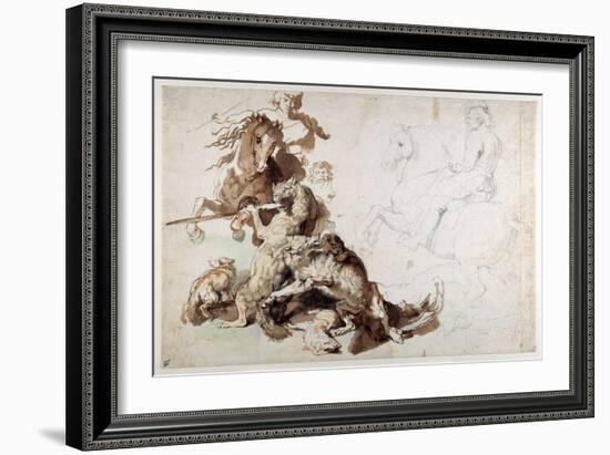 A Wolf and Fox Hunt (The European Hunt)-Sir Anthony Van Dyck-Framed Giclee Print