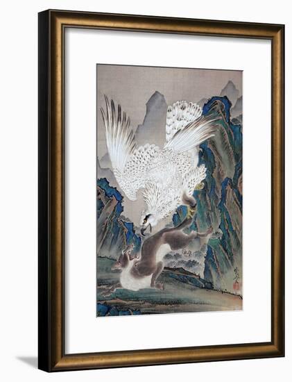 A Wolf Attacked by White Eagle-Kyosai Kawanabe-Framed Giclee Print