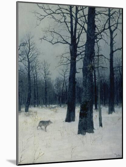 A Wolf in a Forest in Winter, 1885-Isaak Iljitsch Lewitan-Mounted Giclee Print