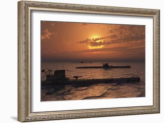 A Wolfpack of German U-Boat Submarines-null-Framed Art Print