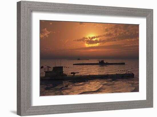 A Wolfpack of German U-Boat Submarines-null-Framed Art Print