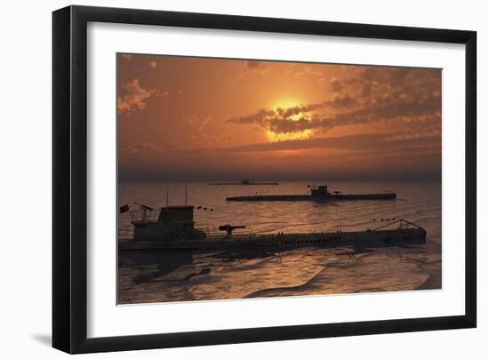 A Wolfpack of German U-Boat Submarines-null-Framed Art Print