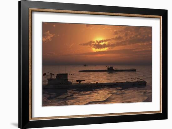 A Wolfpack of German U-Boat Submarines-null-Framed Art Print