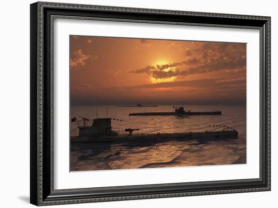 A Wolfpack of German U-Boat Submarines-null-Framed Art Print