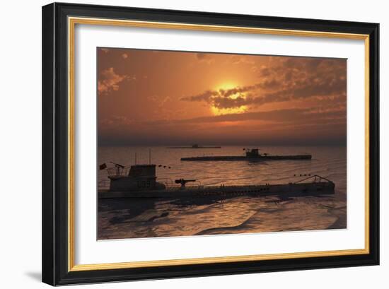 A Wolfpack of German U-Boat Submarines-null-Framed Art Print