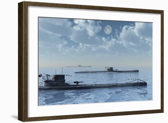 A Wolfpack of German U-Boat Submarines-null-Framed Art Print