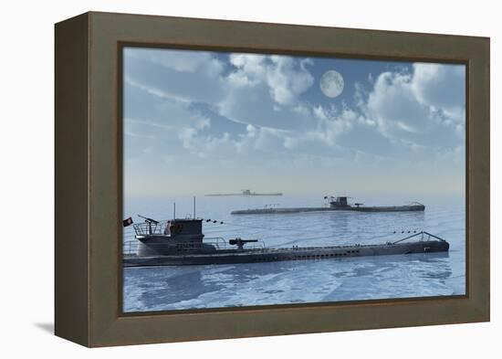 A Wolfpack of German U-Boat Submarines-null-Framed Stretched Canvas