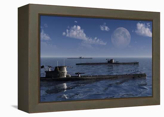 A Wolfpack of German U-Boat Submarines-null-Framed Stretched Canvas