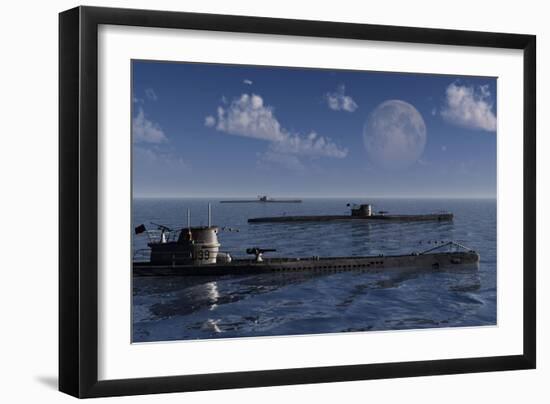 A Wolfpack of German U-Boat Submarines-null-Framed Art Print