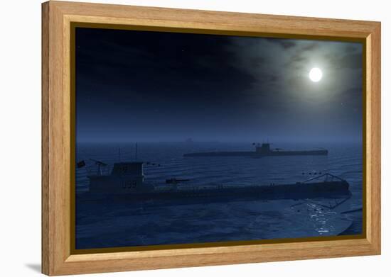 A Wolfpack of German U-Boat Submarines-null-Framed Stretched Canvas