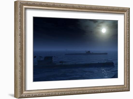 A Wolfpack of German U-Boat Submarines-null-Framed Art Print