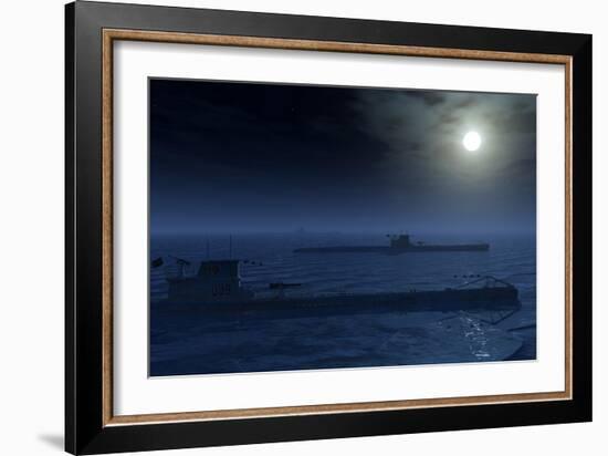 A Wolfpack of German U-Boat Submarines-null-Framed Art Print