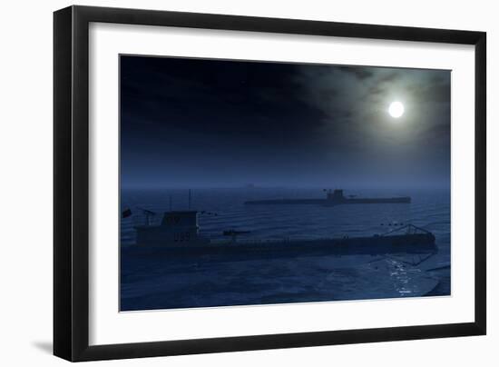 A Wolfpack of German U-Boat Submarines-null-Framed Art Print