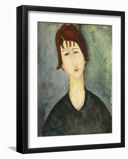 A Woman, 1917-20 (Oil on Canvas)-Amedeo Modigliani-Framed Giclee Print