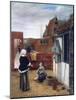 A Woman and a Maid in a Courtyard, C1660-1661-Pieter de Hooch-Mounted Giclee Print