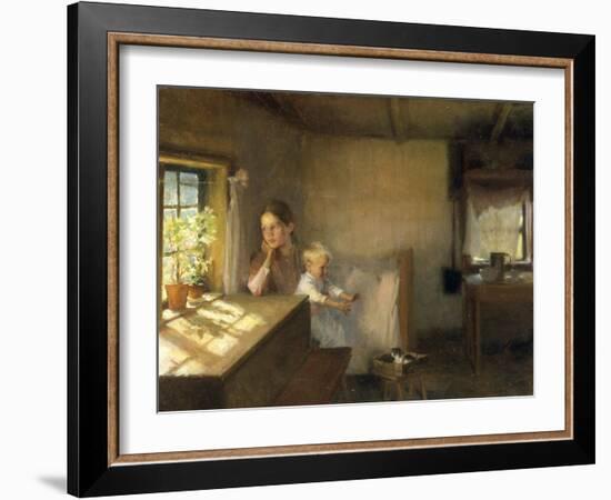 A Woman and Child in a Sunlit Interior, 1889-Albert Edelfelt-Framed Giclee Print