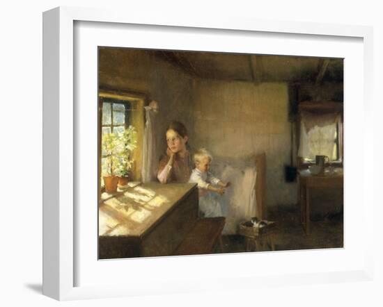 A Woman and Child in a Sunlit Interior, 1889-Albert Edelfelt-Framed Giclee Print