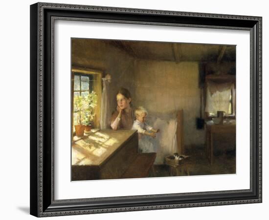 A Woman and Child in a Sunlit Interior, 1889-Albert Edelfelt-Framed Giclee Print