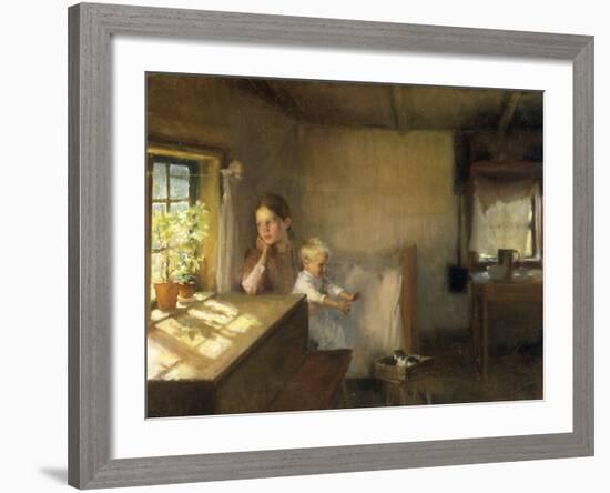 A Woman and Child in a Sunlit Interior, 1889-Albert Edelfelt-Framed Giclee Print