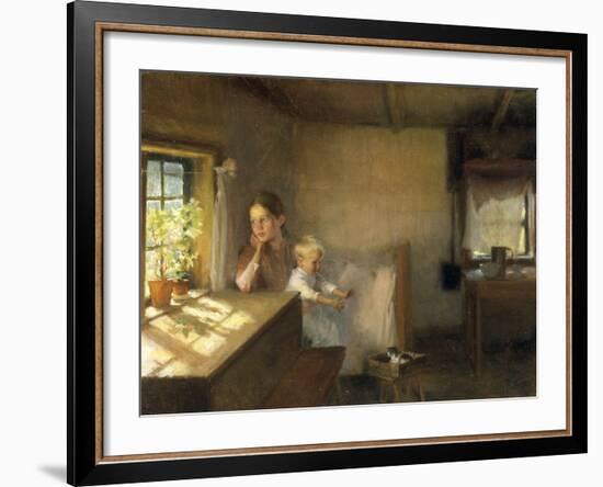 A Woman and Child in a Sunlit Interior, 1889-Albert Edelfelt-Framed Giclee Print
