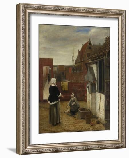 A Woman and Her Maid in a Courtyard, Ca 1661-Pieter de Hooch-Framed Giclee Print