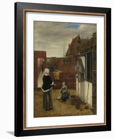 A Woman and Her Maid in a Courtyard, Ca 1661-Pieter de Hooch-Framed Giclee Print