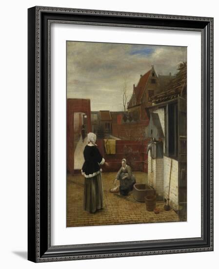 A Woman and Her Maid in a Courtyard, Ca 1661-Pieter de Hooch-Framed Giclee Print