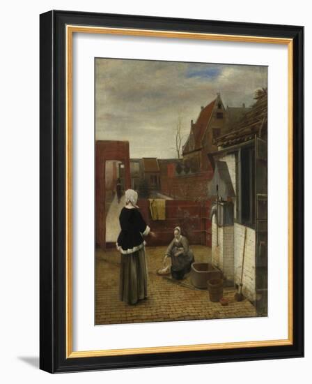 A Woman and Her Maid in a Courtyard, Ca 1661-Pieter de Hooch-Framed Giclee Print