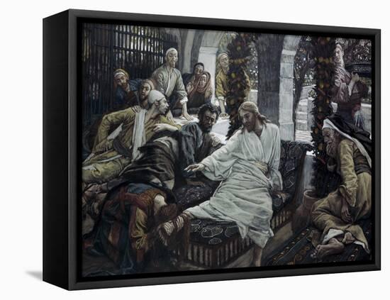 A Woman Anoints the Feet of Jesus-James Tissot-Framed Premier Image Canvas