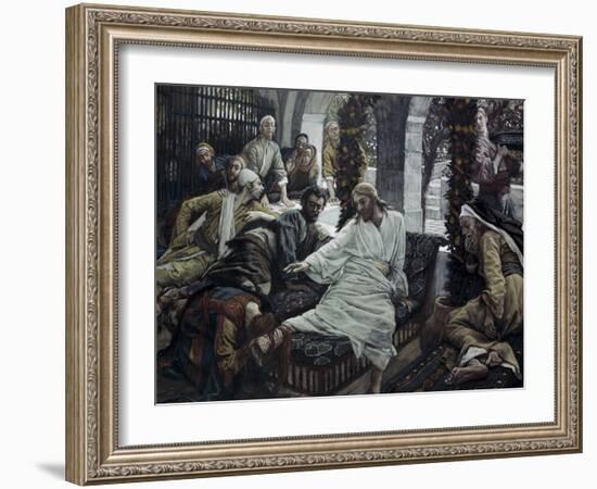 A Woman Anoints the Feet of Jesus-James Tissot-Framed Giclee Print