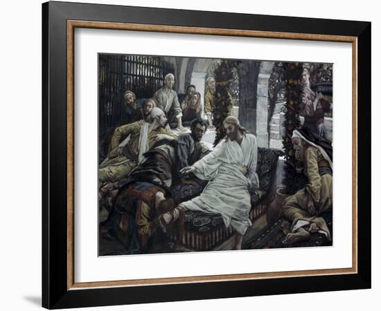 A Woman Anoints the Feet of Jesus-James Tissot-Framed Giclee Print